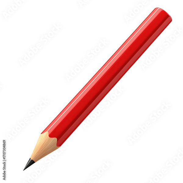 Obraz Red Pencil on Transparent Background