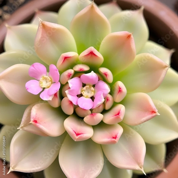 Fototapeta Close up of Lophophora fricii with a beautiful pink blooms