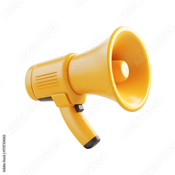 Obraz Yellow Megaphone 3D Rendering on Transparent Background