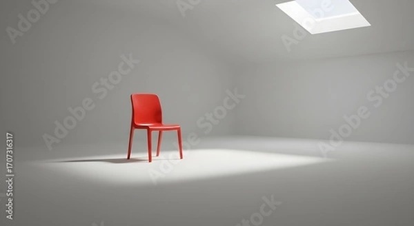 Fototapeta 白い部屋に置いてある赤い椅子