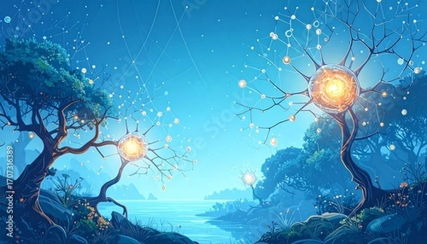 Obraz Mystical forest by the water