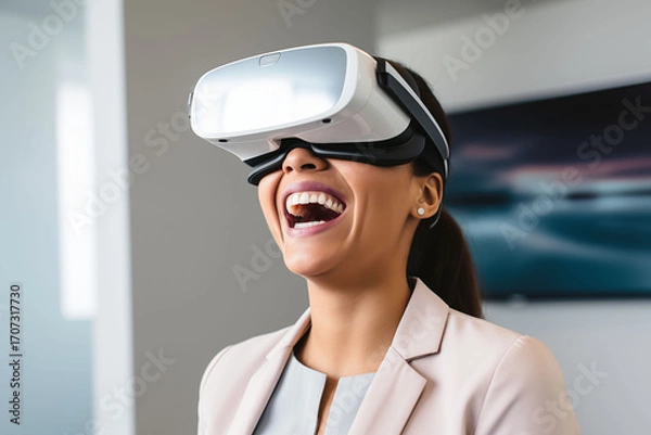 Obraz Orthodontist uses AR headset to plan teeth alignment