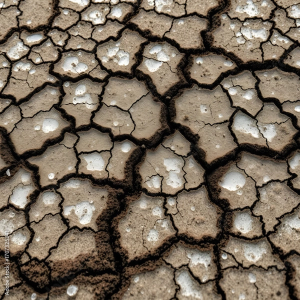 Fototapeta Soil salinity and cracks background texture