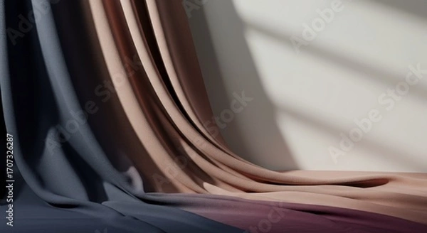 Fototapeta Elegant Draped Fabric Textures with Soft Light and Shadow Play