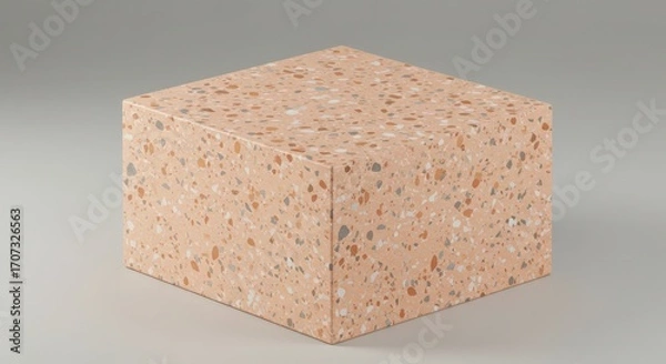 Fototapeta Textured Terracotta Cube with Unique Aggregate Surface Design