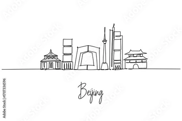 Obraz Beijing skyline continuous line drawing