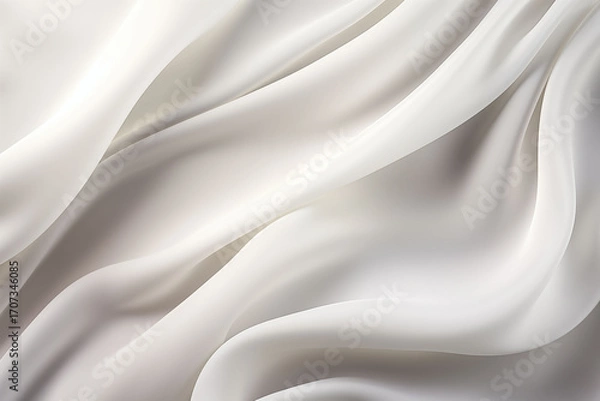 Fototapeta White satin fabric with delicate folds and soft diffused light. Background.