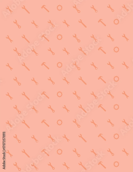 Fototapeta Craft Tools Pattern Background,  
Seamless DIY Icon Texture,  
Peach Workshop Vector Design,  
Diagonal Hand Tool Wallpaper
