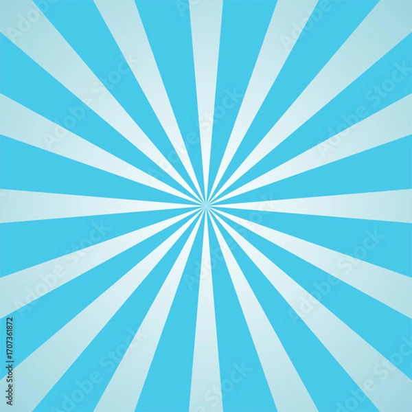 Obraz Comic background. Blue Sunburst pattern. Sun rays abstract backdrop. Vector illustration. Vector background.