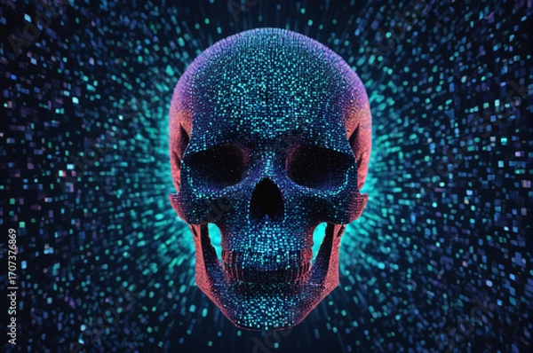 Fototapeta Digital Skull Spectrum. Generative AI.