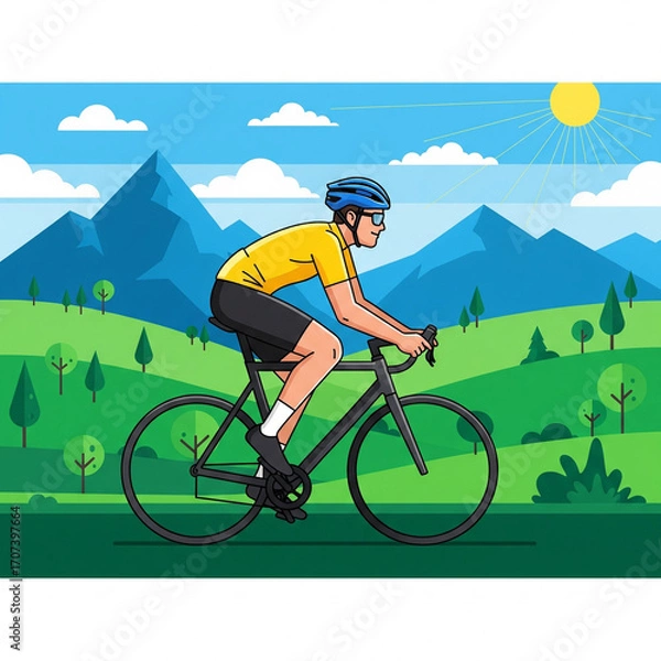 Fototapeta Cycling with Nature Background