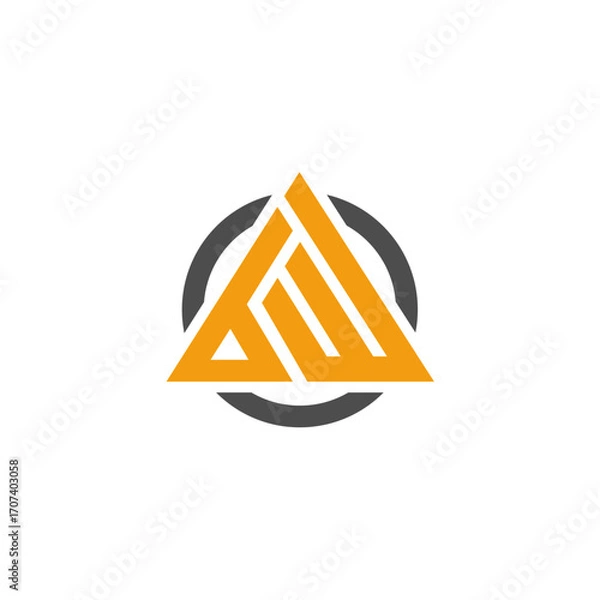 Obraz BW logo monogram with triangle shape and circle 
