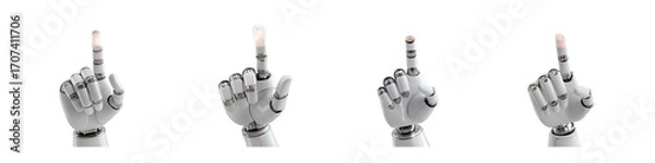Fototapeta Set of robotic hand gesture isolated on transparent background