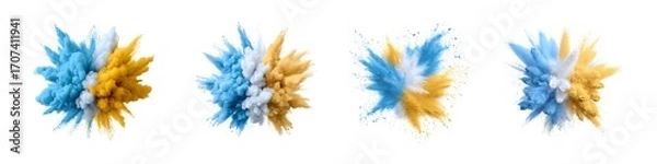 Fototapeta Set of Ukraine powder burst isolated on transparent background