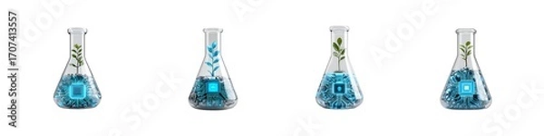 Fototapeta Set of AI lab flask isolated on transparent background