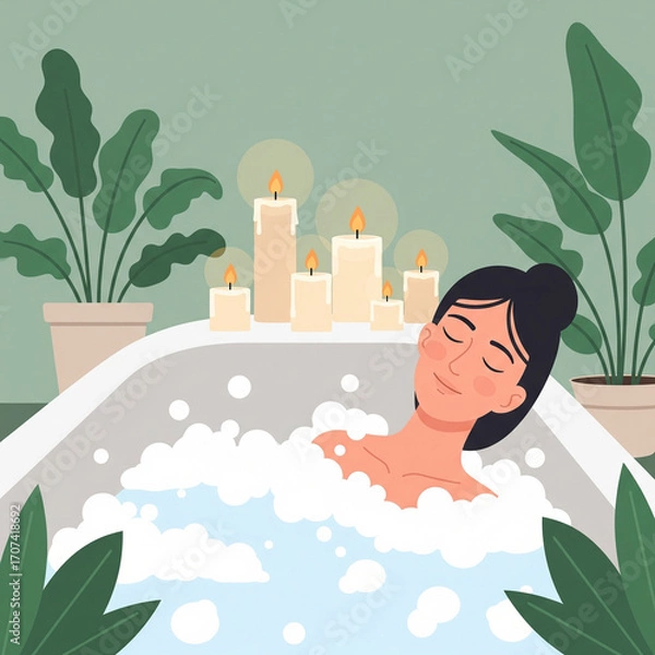 Fototapeta Relaxing Bath with Candles