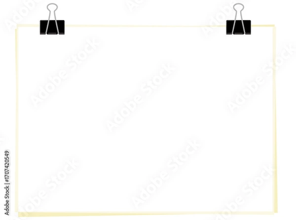 Obraz 紙をクリップで留めたイラストフレーム枠