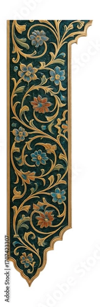 Fototapeta Arabesque border with intricate floral and geometric patterns