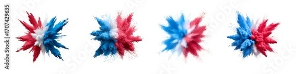 Fototapeta Set of USA powder burst isolated on transparent background