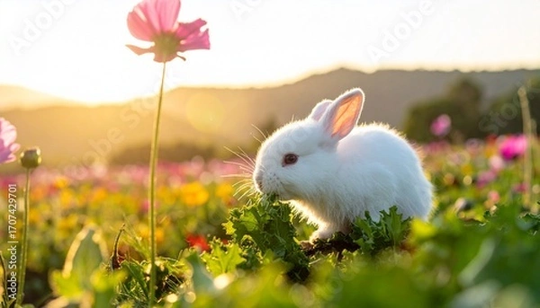 Fototapeta rabbit in the field 
