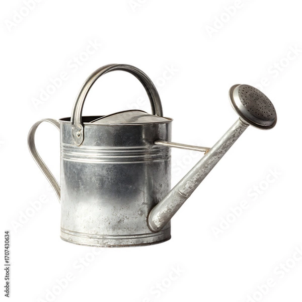 Fototapeta Vintage metal watering can isolated on transparent background