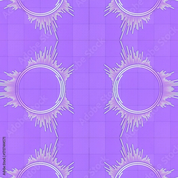 Fototapeta Bright illustration in purple colors with symmetrical composition. 3d rendering
