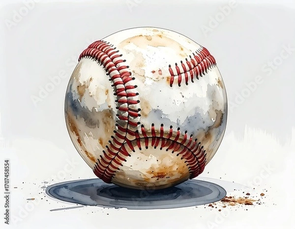 Obraz Weathered baseball on a splattered surface