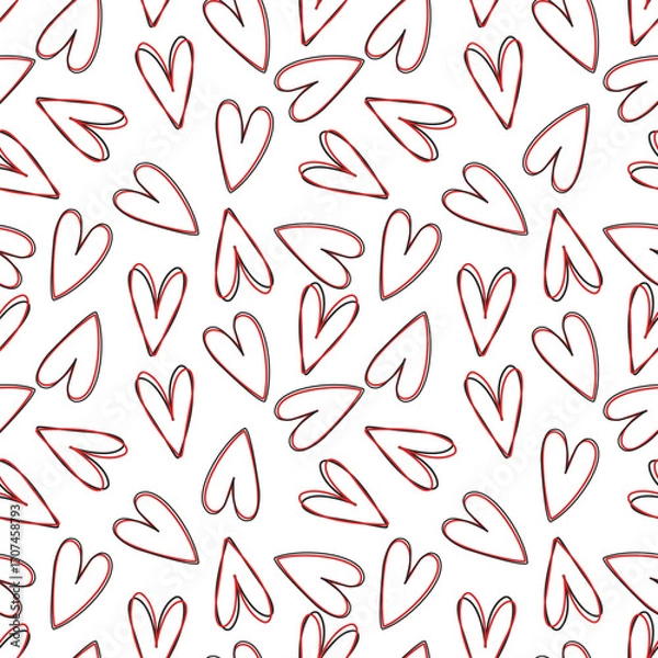Fototapeta Valentine seamless pattern with hearts valentine day  design for fabric, cotton, wallpaper, satin and background