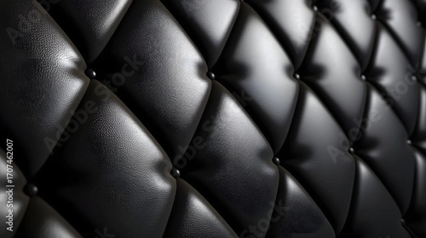 Fototapeta Black leather tufted upholstery texture background for sofa design
