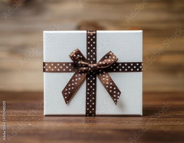Obraz ブラウンリボンのプレゼントボックス