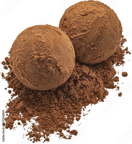 Obraz Chocolate truffles with cocoa powder isolated
