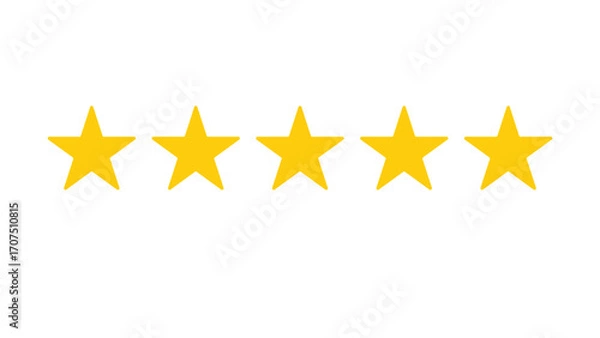 Obraz 5 yellow stars customer feedback concept, five yellow stars rating review, top quality, yellow rating stars icon, five yellow star sign, yellow rating symbol vector