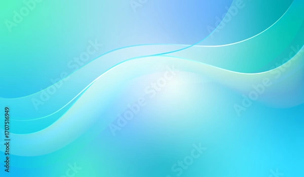 Fototapeta Abstract dynamic turquoise blue turquoise gradient background. Creative banner, poster concept in modern minimal style for corporate identity, branding, social media advertising, promo
