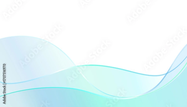 Fototapeta Abstract turquoise blue gradient wave on transparent background.	