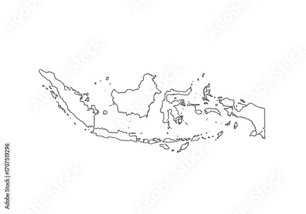 Fototapeta Outline of Indonesias islands and archipelago showing Sumatra Java Borneo Sulawesi and Papua