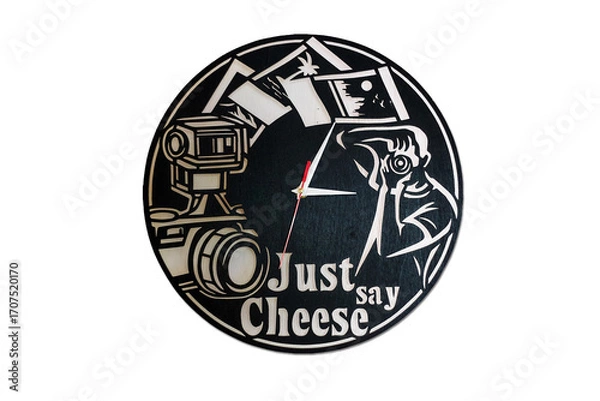 Fototapeta Round wall clock on a white background