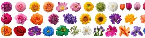Obraz Vibrant Collection of Colorful Flowers on White Background