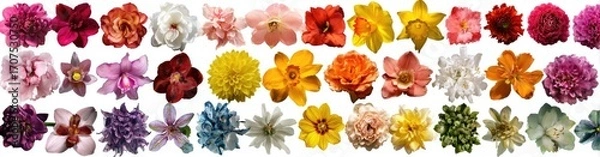 Obraz Vibrant Colorful Flower Collection on White Background
