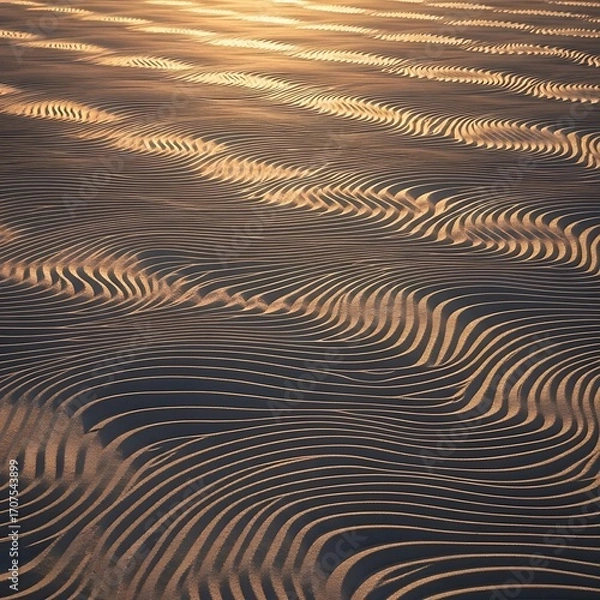 Obraz Intricate patterns of rippling sand, showcasing subtle light and shadow, create a captivating abstract design.