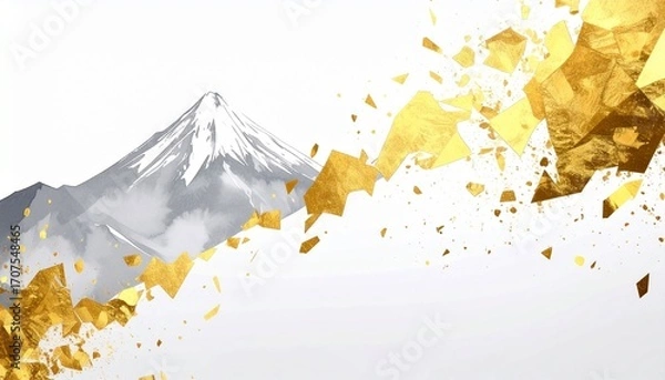 Obraz 富士山と金箔の和風素材