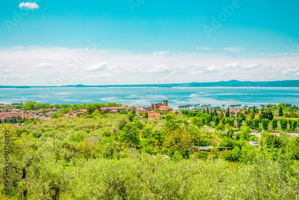 Fototapeta View of Lake Bolsena in Italy. Summer in Italy. Trip to Europe.