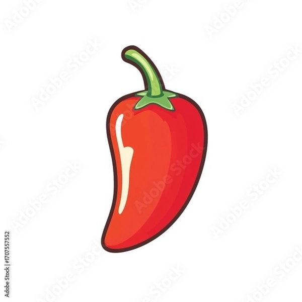 Obraz Spicy Red Chili Pepper Icon Illustration for Cooking Recipes Restaurant Menus and Web Design