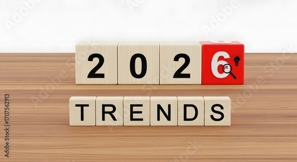 Fototapeta 2026 business trends and future planning with wooden blocks concept
