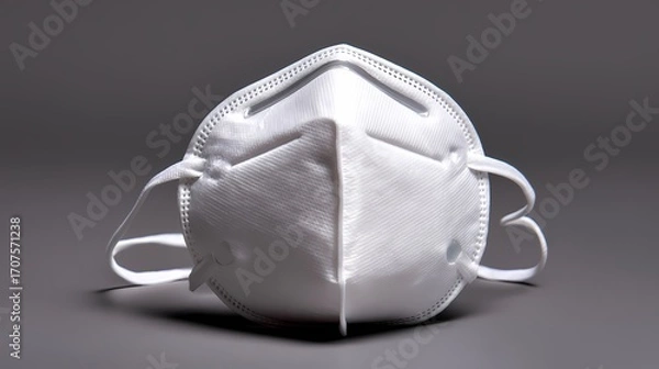 Fototapeta White Protective Face Mask Isolated on Gray Background for Safety Use