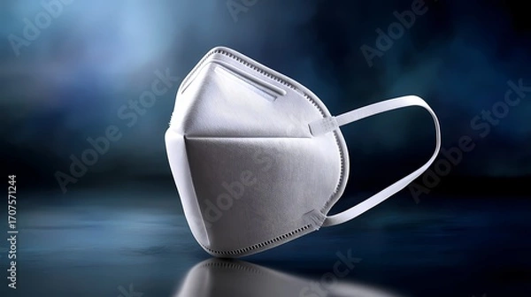 Fototapeta Detailed Image of a White Face Mask on a Dark Background