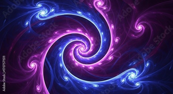 Obraz A vibrant, swirling design featuring intricate spirals of vibrant purple and blue hues against a dark backdrop.