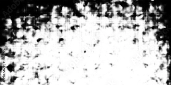 Fototapeta grunge Halftone white and black dots pattern and black gradient grunge texture background. Dotted line comic sport style vector illustration