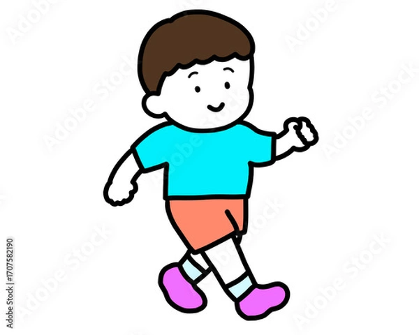 Fototapeta 笑顔で歩く男の子