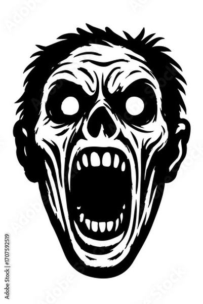 Fototapeta Screaming Undead Zombie Head Vector