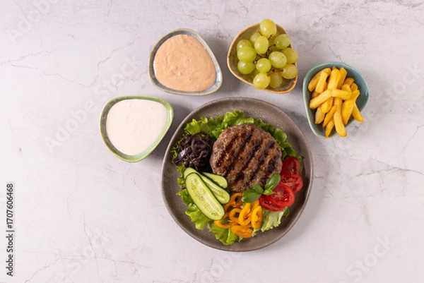 Fototapeta Beef burger without a bun
